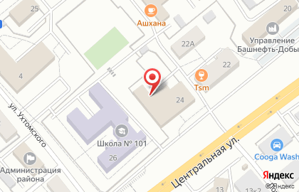Филиал в г. Уфе Банкомат, Банк ВТБ 24 на Центральной улице на карте