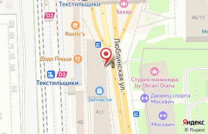Магазин Простоцветы на метро Текстильщики на карте