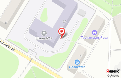Средняя общеобразовательная школа №9 на улице Космонавтов на карте