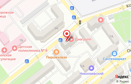 Медицинский центр ДиаГрупп на Комсомольской улице, 6в на карте