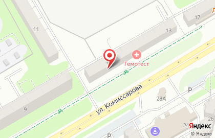Магазин разливного пива Бочка на улице Комиссарова на карте