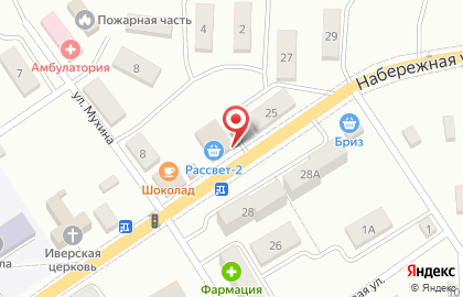 Магазин Рассвет-2 на Набережной улице на карте