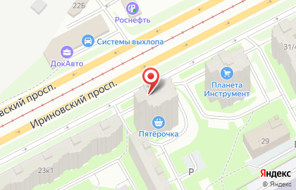 Полушка на Ириновском проспекте на карте