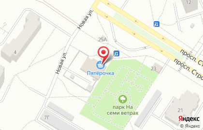 Универсам Пятёрочка на проспекте Строителей на карте