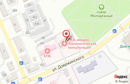 Краевая клиническая психиатрическая больница на улице Дзержинского на карте
