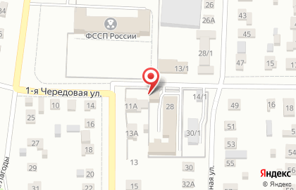 Продовольственный магазин на 1-ой Чередовой улице на карте