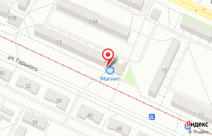 Супермаркет Магнит у дома на улице Горького на карте