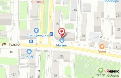 Супермаркет Магнит на улице Пухова Генерала на карте