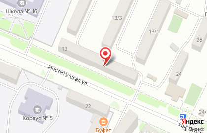 Продуктовый магазин Амурский мясокомбинат на Институтской улице на карте