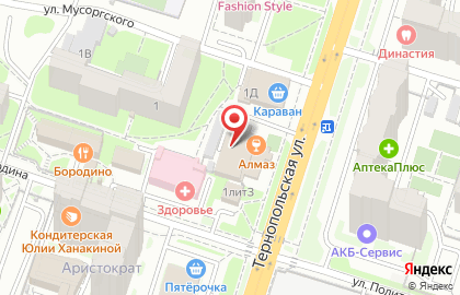Алмаз на улице Бородина на карте