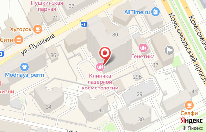 Клиника лазерной косметологии на улице Пушкина на карте
