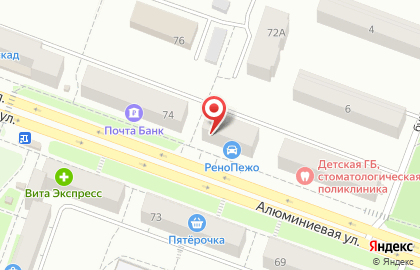 Магазин Лакомка на Алюминиевой улице на карте