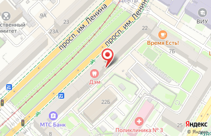Банкомат КБ МТС-Банк на проспекте Ленина, 22 на карте