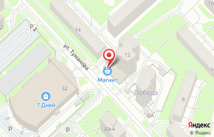 Супермаркет Магнит у дома в Дзержинском районе на карте