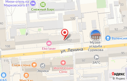 АКБ ЕНИСЕЙ на улице Ленина на карте
