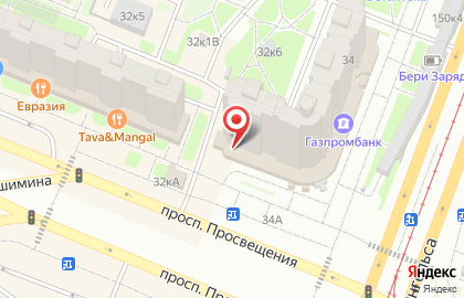 Салон оптики Золушка на проспекте Просвещения на карте