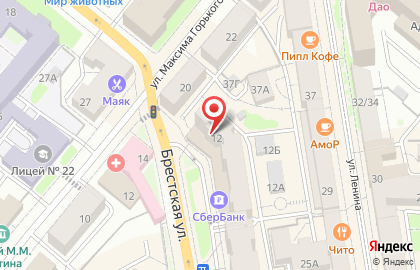Центрально-Черноземный банк Сбербанка России на Брестской улице, 12 на карте