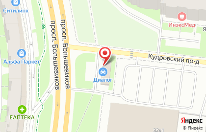 Шиномонтажная мастерская и автомойка Диалог на проспекте Большевиков на карте