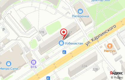 Банкомат СберБанк на улице Карпинского, 37 на карте