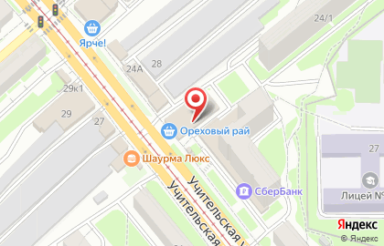 Калининский район Киоск по продаже фруктов и овощей на Учительской улице на карте