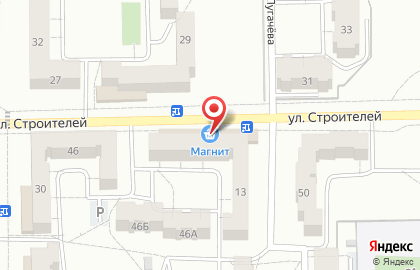 Супермаркет Магнит у дома на улице Строителей в Салавате на карте