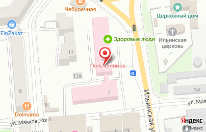 Поликлиника Выборгская межрайонная больница на Ильинской улице в Выборге на карте