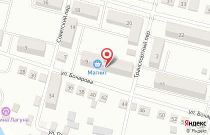 Супермаркет Магнит на улице Бочарова на карте