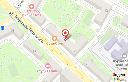 Магазин Комус на метро Октябрьское поле на карте
