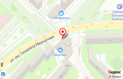 Магазин автотоваров Шинторг на улице Меркулова на карте