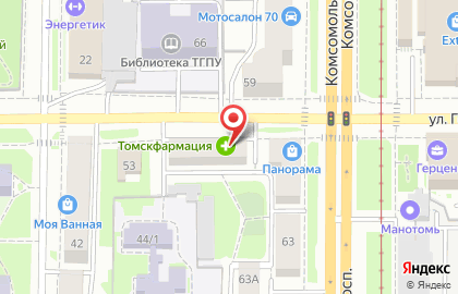 Аптека Томскфармация на улице Герцена, 55 на карте