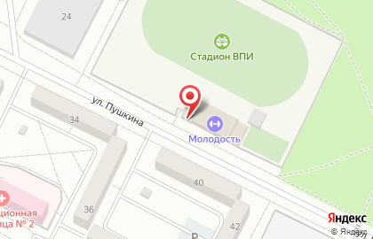 Спортивный комплекс Молодость на улице Пушкина на карте