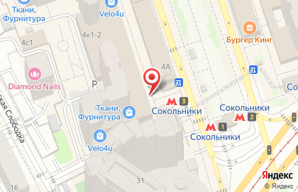 Цветочный супермаркет Цветочный Ряд на метро Сокольники на карте