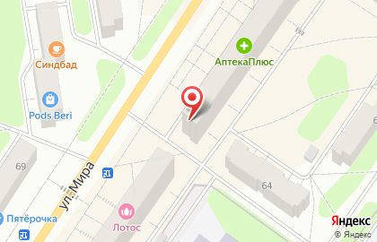 Супермаркет Лион на улице Мира на карте