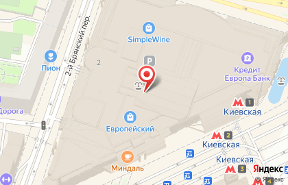 Сеть французских кондитерских Шантимэль на площади Киевского Вокзала на карте