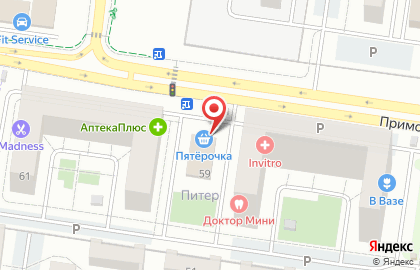Супермаркет Пятёрочка на Приморском бульваре на карте
