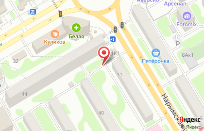 Железнодорожный район Киоск по продаже фруктов и овощей в Железнодорожном районе на карте