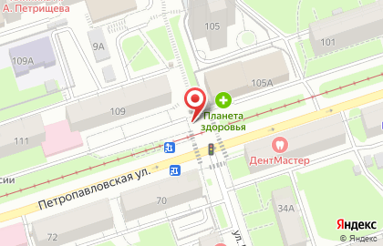 Серебряное озеро, Дзержинский район на Петропавловской улице на карте