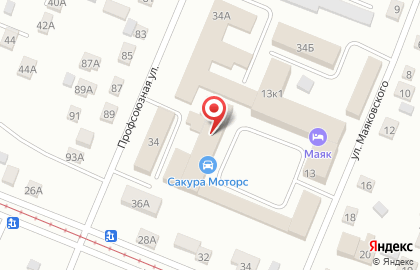 Автотехцентр Сакура Моторс в переулке Маяковского на карте