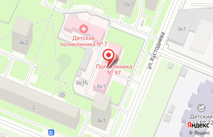 Взрослая Скорая Медицинская Помощь на улице Кустодиева на карте