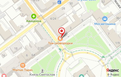 Блинная Три сковородки на 1-й Московской улице на карте