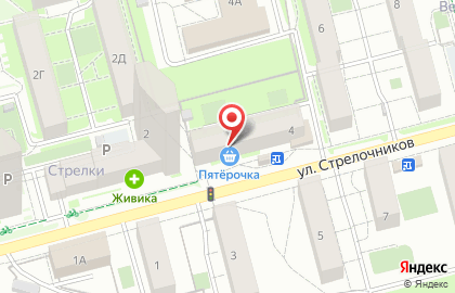 Супермаркет Пятёрочка в Железнодорожном районе на карте