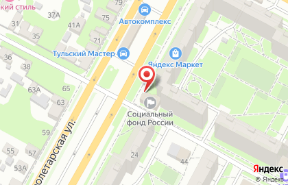 Отделение Управление пенсионного фонда РФ в г. Туле в Пролетарском районе на карте