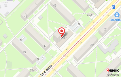 Subway на улице Блюхера на карте