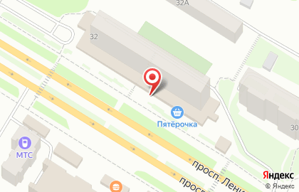 Супермаркет Пятерочка на проспекте Ленина на карте