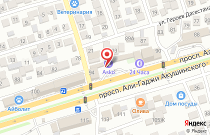 АЗС Asko на проспекте Али-Гаджи Акушинского на карте