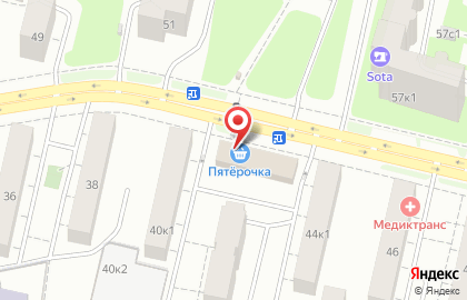 Супермаркет Пятёрочка на улице Юных Ленинцев, 42 стр 1 на карте