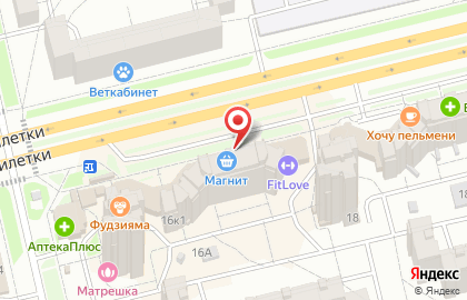 Супермаркет Магнит у дома на улице 9 Пятилетки на карте