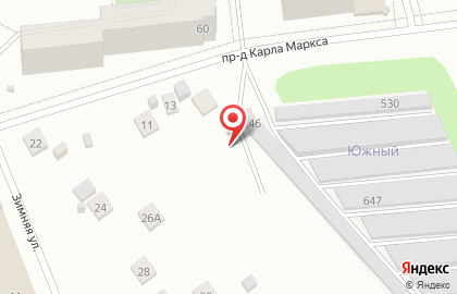Гаражный кооператив Южный на улице Зимняя на карте