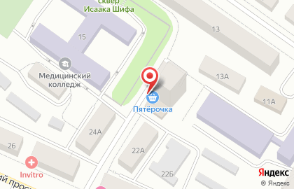 Супермаркет Пятёрочка на Первомайском проспекте, 22в на карте