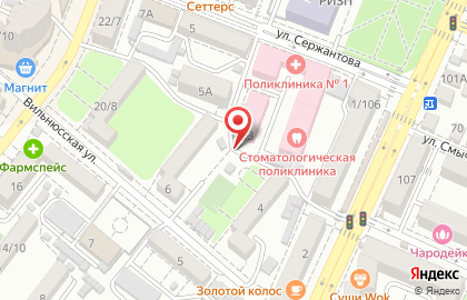 Городская поликлиника №1 на улице Сержантова на карте